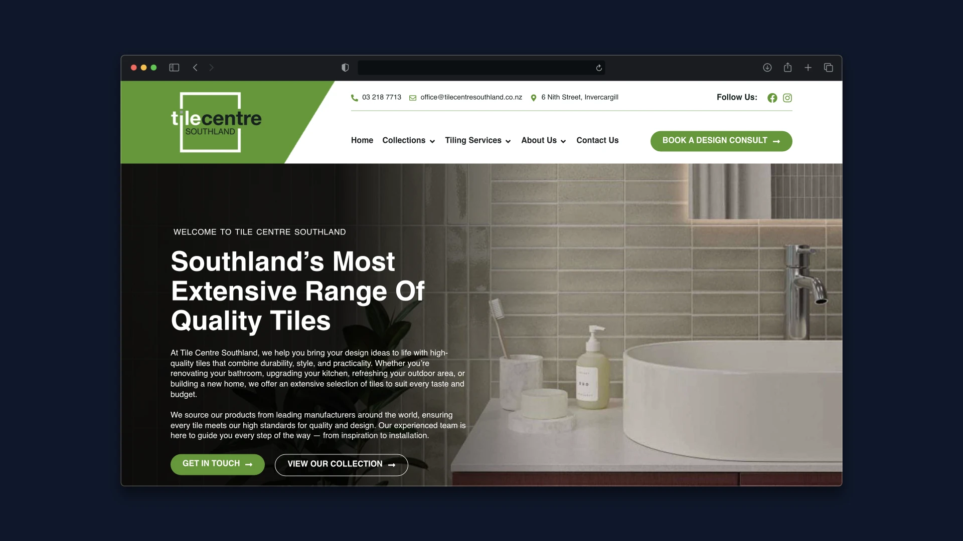 Tile Centre Southland website by happyplankton