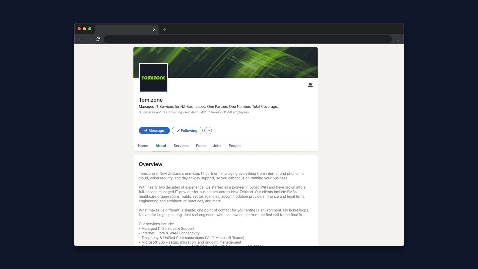 Tomizone LinkedIn optimisation by happyplankton
